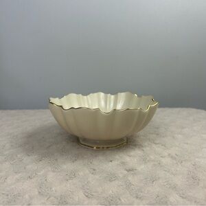 Lenox Symphony Bon Bon Bowl Cream Gold Trim Fluted Footed Candy USA Made